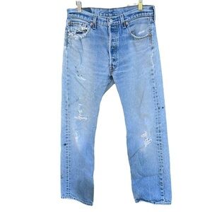 Y2K Levi’s 501xx Thrashed 100% Cotton Jeans 34x33 Broken-In Soft Denim Mexico